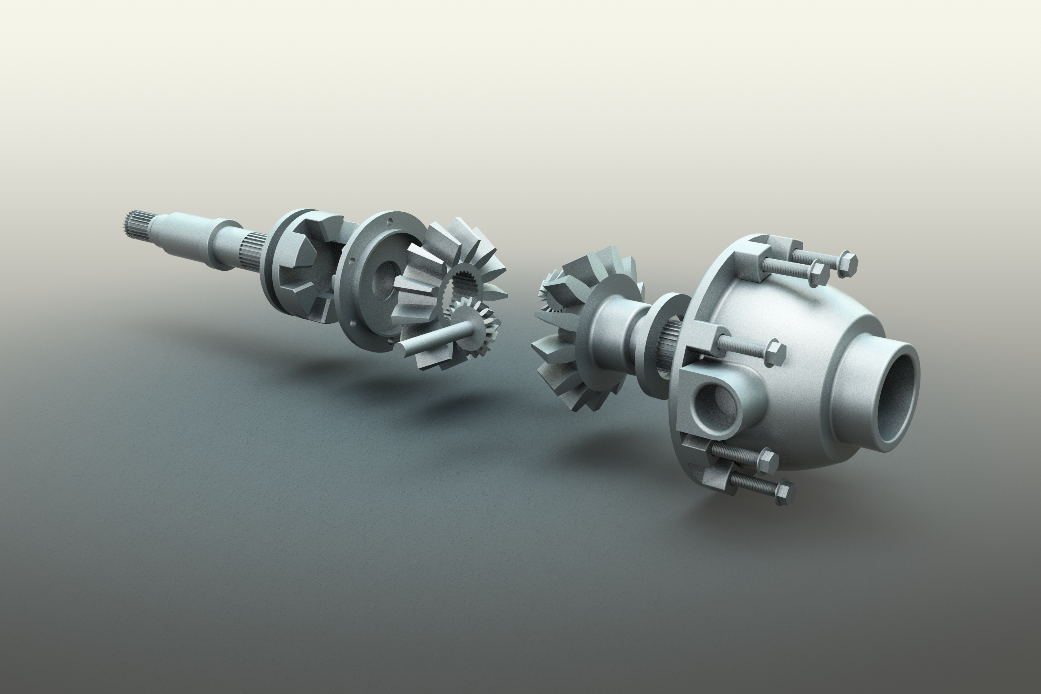差速齿轮简易模型爆炸图3D图纸 Solidworks设计 附STEP
